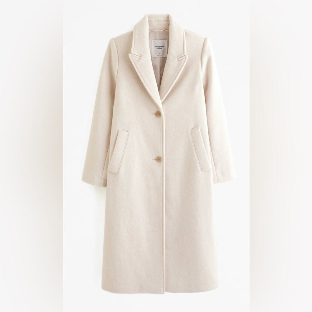 Abercrombie Wool-Blend Tailored Topcoat Small Cream